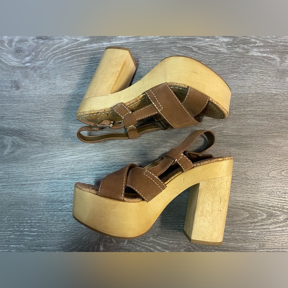 Sam Edelman Brown Suede Platform Sandal Heels - Picture 6 of 13